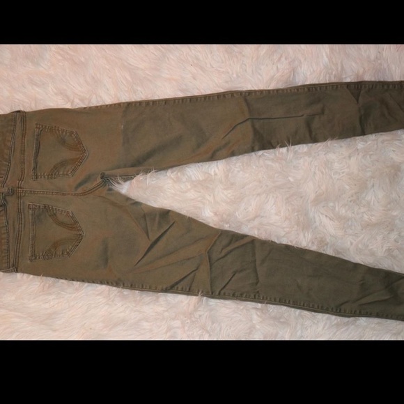 COPY - Army Green Velour Jeans - Picture 2 of 3